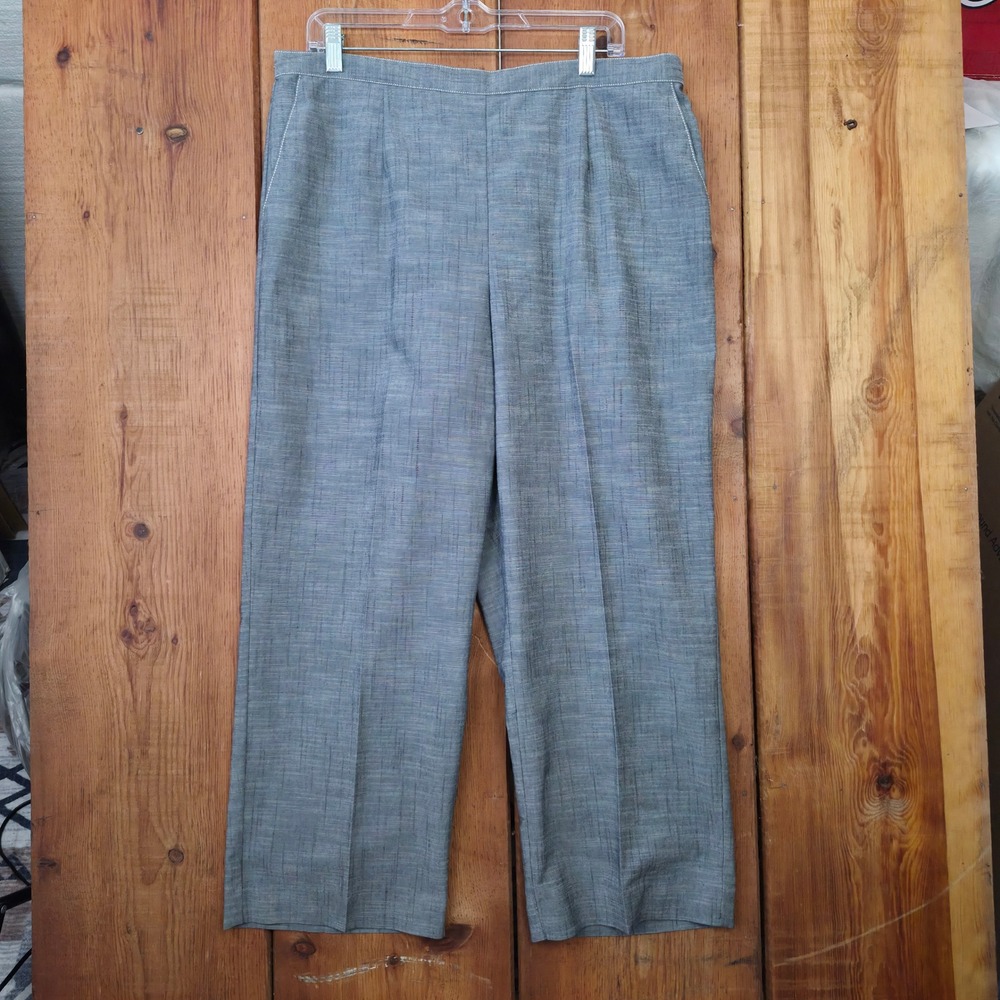 Alfred Dunner Woman Grey Textured Pull On Straight Leg Pants 16W